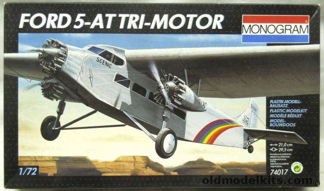 Monogram 1/77 Ford 5-AT Tri-Motor -  TWA Or Scenic Airways - (Trimotor), 74017 plastic model kit