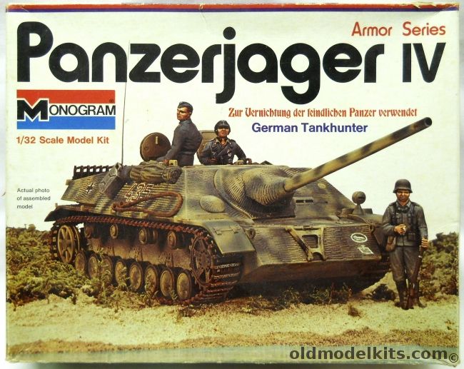 Monogram 1/32 Panzerjager IV - L/48 German Tankhunter With Diorama Instructions - White Box Issue, 7505 plastic model kit