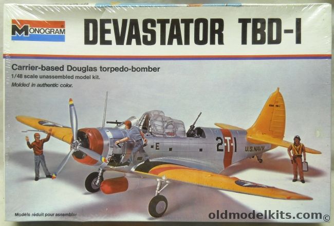 Monogram 1/48 Devastator TBD-1 With Diorama Instructions - VT-2 Lexington 1939 / VT-6 Enterprise 1939 / VT-8 Hornet 1941 / VT-6 Enterprise 1942, 7575 plastic model kit