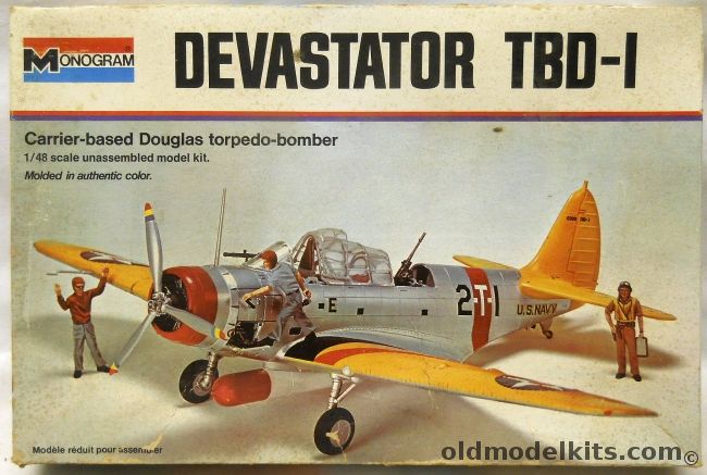 Monogram 1/48 Devastator TBD-1 With Diorama Instructions - VT-2 Lexington 1939 / VT-6 Enterprise 1939 / VT-8 Hornet 1941 / VT-6 Ente, 7575 plastic model kit