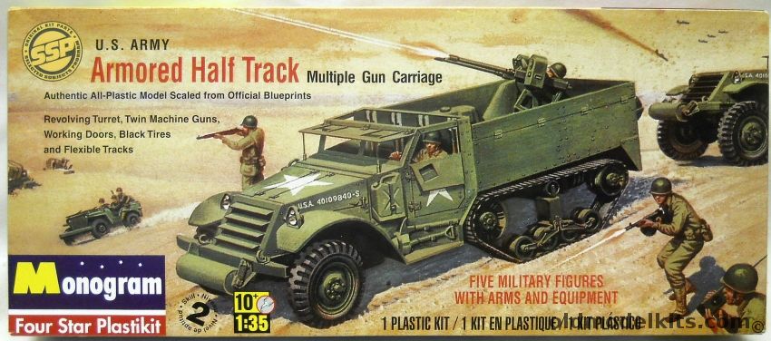 Monogram 1/35 US Army Armored Half Track Multiple Gun Carriage - Four Star Issue, 85-0034 plastic model kit