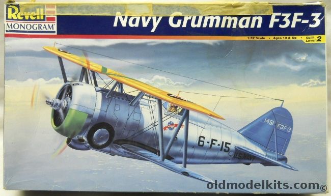 Monogram 1/32 Navy Grumman F3F-3 - (F3F3) Ist Section VF-5 USS Yorktown or VF-6 Enterprise, 85-5835 plastic model kit