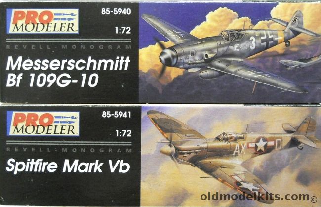 Monogram 1/72 Messerschmitt Bf-109G-10 Pro Modeler And Spitfire Mark Vb, 85-5940 plastic model kit