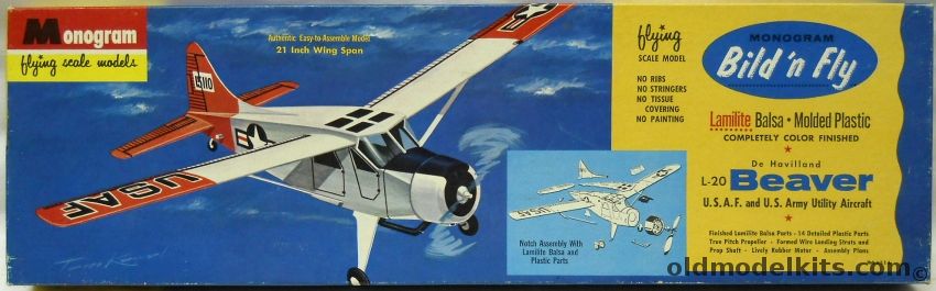 Monogram 1/28 De Havilland L-20 Beaver Bild'n Fly Series  - 21 inch Wingspan Flying Model, F2-149 plastic model kit