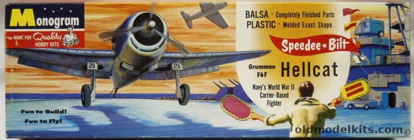 Monogram Speedee-Bilt Grumman F6F Hellcat - Flying Scale Model, G12-100 plastic model kit