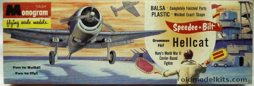 Monogram Speedee-Bilt Grumman F6F Hellcat - Flying Scale Model, G12-100 plastic model kit