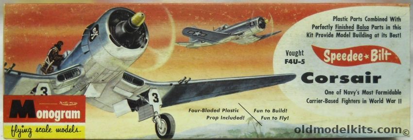 Monogram Speedee-Bilt Vought F4U-5 Corsair - Flying Scale Model - (F4U5), G14-100 plastic model kit
