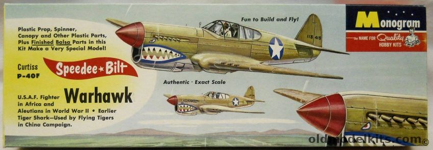 Monogram Speedee-Bilt Curtiss P-40F Warhawk - Flying Scale Model Airplane, G15-100 plastic model kit