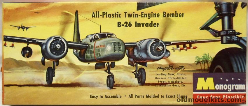 Monogram 1/67 B-26 Invader - Four Star Issue With Rubber Tires, P6-98 plastic model kit