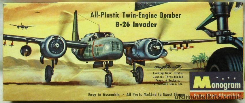 Monogram 1/67 B-26 Invader - Four Star Issue With Rubber Tires, P6-98 plastic model kit