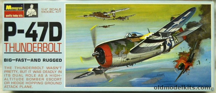 Monogram 1/48 P-47D Thunderbolt - Gabreski or RAF - Blue Box  Issue, PA187-150 plastic model kit