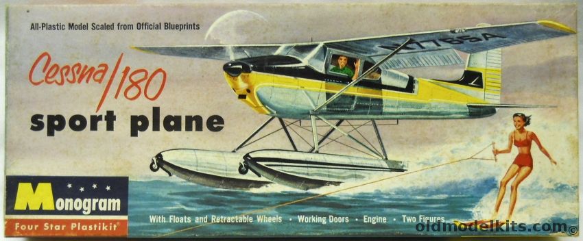 Monogram 1/41 Cessna 180 Sport Plane On Floats - Four Star Issue, PA26-98 plastic model kit