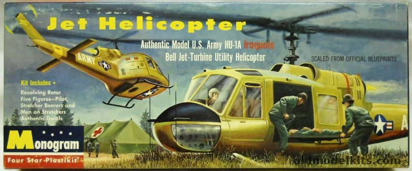 Monogram 1/48 Jet Helicopter Army HU-1A Iroquois - (UH-1 Huey) - Four Star Issue, PA50-98 plastic model kit