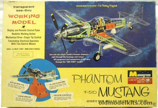 Monogram 1/32 Phantom Mustang F-51D - (P-51) See-Thru Working Model, PA67-498 plastic model kit