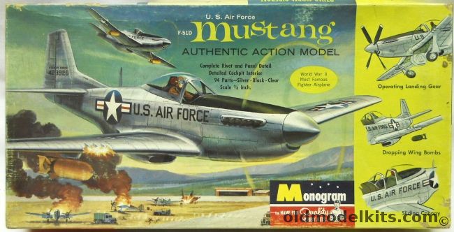 Monogram 1/32 F-51D Mustang Action Model - Four Star Issue - (P-51D), PA77-198 plastic model kit