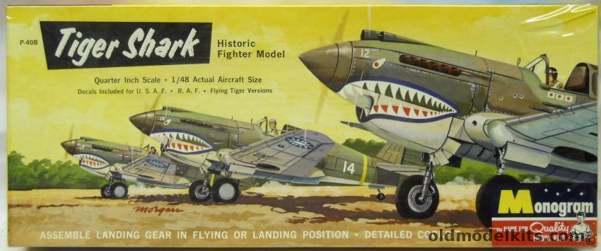 Monogram 1/48 Curtiss P-40B Tiger Shark (Warhawk) - USAAF / RAF / Chinese AVG Flying Tigers - Four Star Issue, PA96-98 plastic model kit