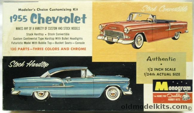 Monogram 1/24 1955 Chevrolet Bel Air Stock Hardtop / Convertible or Custom, PC83-198 plastic model kit