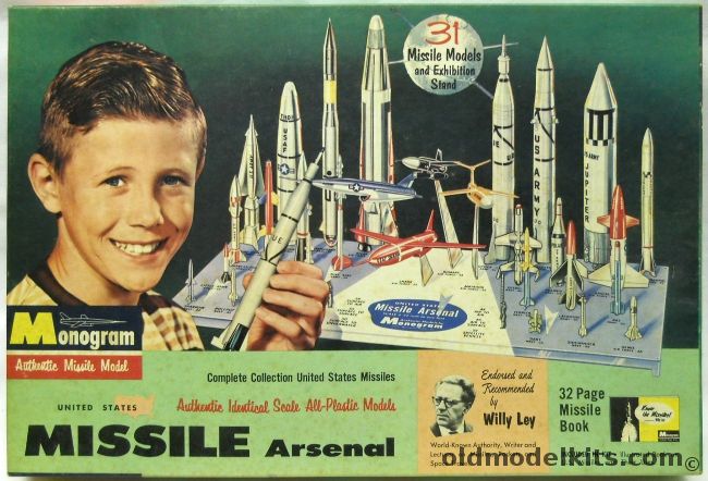 Monogram 1/128 Missile Arsenal - Regulus II/Snark/Bomarc/Matador/Nike Hercules/Thor/Vanguard/Atlas/Jupiter C/Redstone/Jupiter IRBM/Corporal/Honest John/Talos/Sergeant/Nike Ajax/Petrel/Polaris/Rascal/Little John/Hawk/Tartar/Terrier/La Crosse/Rat & More, PD40-298 plastic model kit