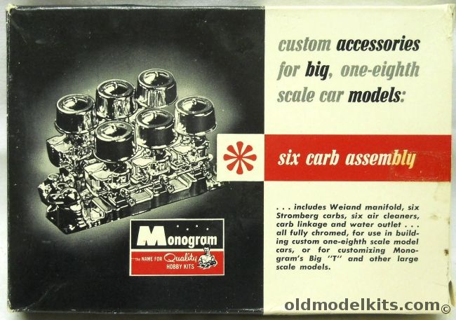Monogram 1/8 Six Carb And Intake Assembly - Custom Accessories For 1/8 Scale Cars, AK201-59 plastic model kit