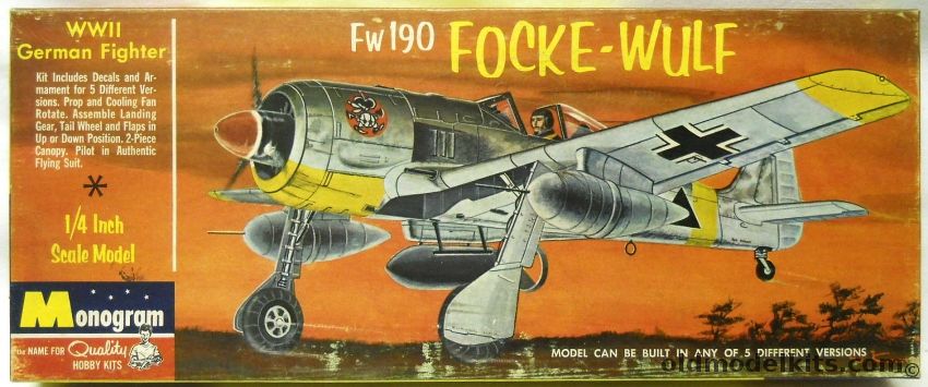 Monogram 1/48 Focke-Wulf FW-190 - A-8/R-3 - A-7/R2 - A7/R3 - A-5/U8 - A-8/R1 - A-5/U3 Tropical - Four Star Issue, PA107-100 plastic model kit