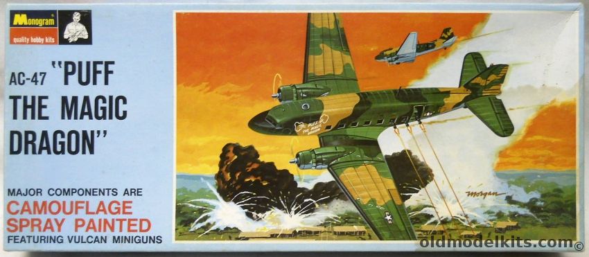 Monogram 1/90 AC-47 Puff The Magic Dragon with Factory Camouflage Paint - Blue Box Issue, PA148-150 plastic model kit