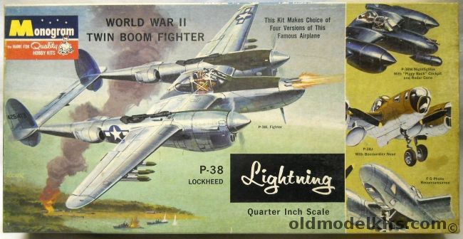 Monogram 1/48 P-38 Lightning - With Koster Conversion And Decals - P-38L / P-38M 2 Seat Night Fighter / P-38J / F-5 Lightning - Four Star Issue, PA97-200 plastic model kit