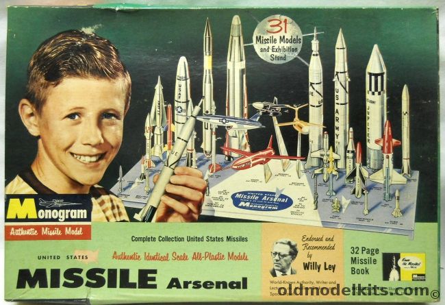 Monogram 1/128 Missile Arsenal - Regulus II/Snark/Bomarc/Matador/Nike Hercules/Thor/Vanguard/Atlas/Jupiter C/Redstone/Jupiter IRBM/Corporal/Honest John/Talos/Sergeant/Nike Ajax/Petrel/Polaris/Rascal/Little John/Hawk/Tartar/Terrier/La Crosse/Rat & More, PD40-298 plastic model kit