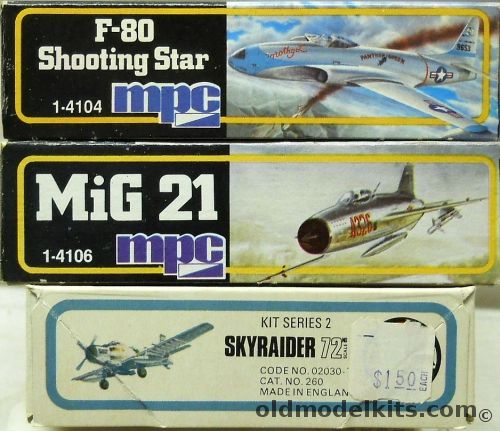 MPC 1/72 F-80 Shooting Star / Mig-21 Fishbed / Airfix Skyraider, 1-4104 plastic model kit