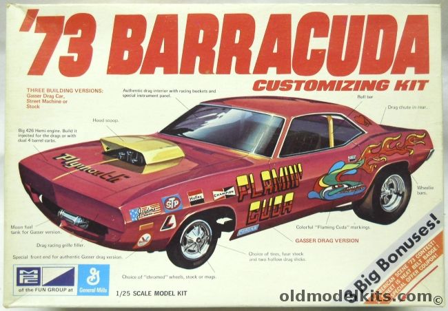 MPC 1/25 1973 Plymouth Barracuda - Stock / Street Machine / Gasser Drag Car, 1-7302-225 plastic model kit