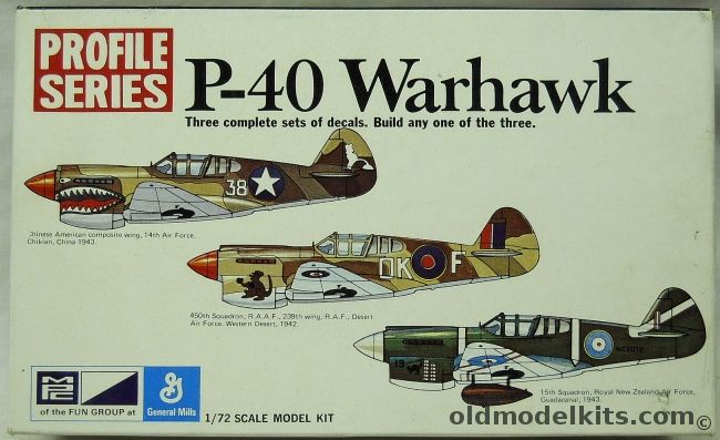 MPC 1/72 P-40 Warhawk Profile Series - Chinese-American Wing 14th AF China 1943 / 450th Sq RAAF 239th Wing 1942 / 15th Sq Royal New Zealand AF Guadalcanal 1943, 2-1114-100 plastic model kit