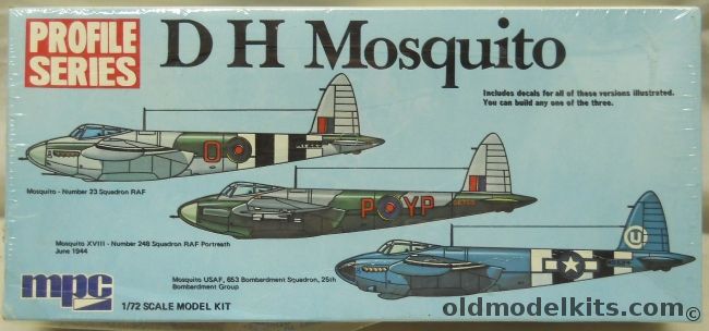 MPC 1/72 De Havilland DH-98 Mosquito Profile Series - RAF No. 23 Sq / RAF No.248 Sq Portreath '44 / USAF 653 BS 25th BG - (Airfix Molds), 2-1516 plastic model kit