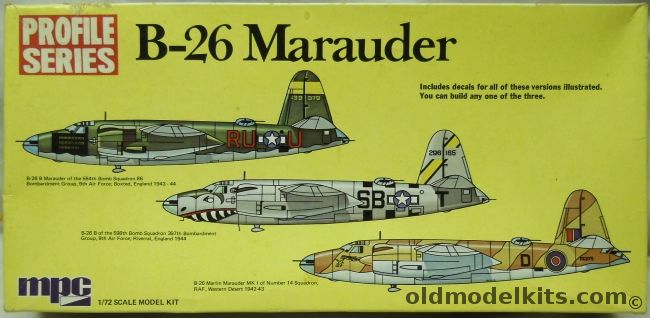 MPC 1/72 B-26 Marauder Profile Series - 'B' of 554th BS 86 BG 9th AF 1943 / 'B' of 598 BS 397 BG 9th AF 1944 / MK1 No. 14 Sq RAF Desert 1942/43, 2-2004 plastic model kit