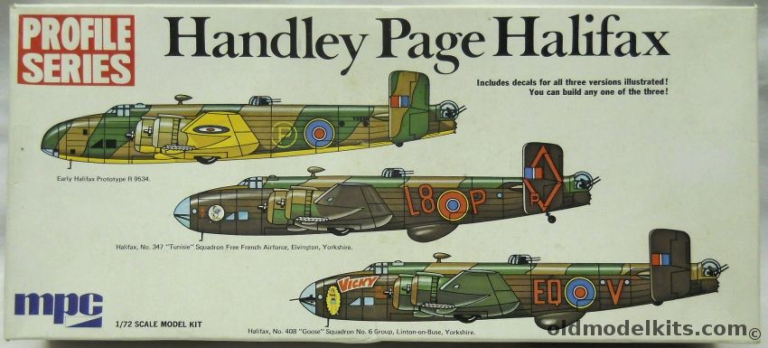 MPC 1/72 HP Halifax Profile Series - Prototype R9543 / No.347 'Tunisie' Free French Air Force / No.408  'Goose' Sq  No.6 Group Yorkshire, 2-2504 plastic model kit