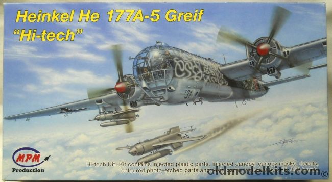 MPM 1/48 Heinkel He-177 A-5 Greif Hi-Tech With Hs-293 Guided Bombs- (He177A5), 48060 plastic model kit