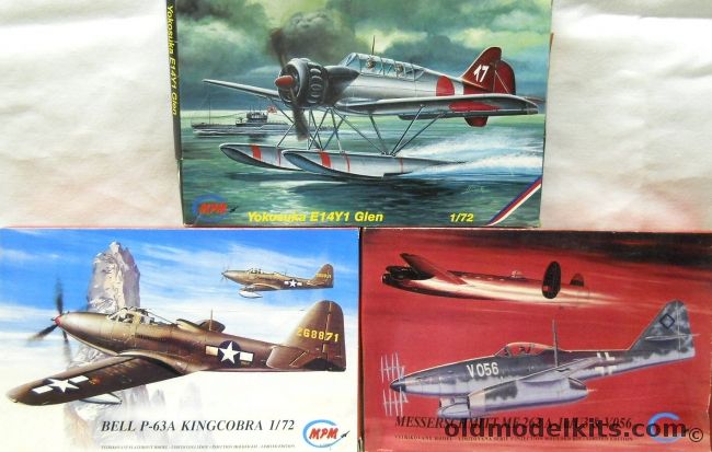 MPM 1/72 Yokosuka E14Y1 Glen Submarine Floatplane / Bell P-63A Kingcobra / Messerschmitt Me-262 A-1a/U3 And V056 - (Me262A1U3), 72111 plastic model kit