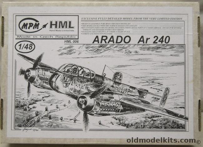 MPM 1/48 Arado Ar-240 - Hand Made Limited Kit, HML006 plastic model kit