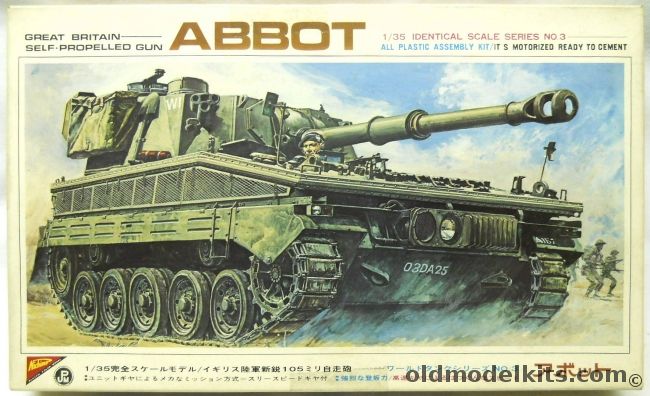 Nichimo 1/35 Abbot - FV433 SPG Great Britain Self-Propelled Gun - Motorized, R3503 plastic model kit