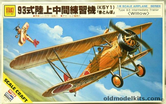 Otaki 1/48 Japanese Navy Type 93 Advanced Trainer K5Y1 Willow - Markings for Two Orange and One Silver Aircraft, OT2-8-500 plastic model kit