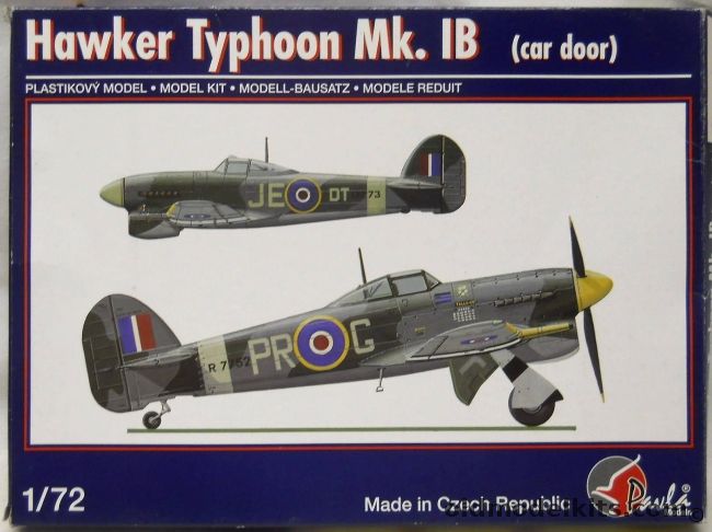 Pavla 1/72 Hawker Typhoon Mk.1B - Car Door - No609 West Riding Sq Sq Leader R.P. Beamont / Sq Leader Don Taylor No. 195 Sq Ludham / Duxford Wing Commander W/Cdr Denys E Gillam Autumn 1942, 72044 plastic model kit