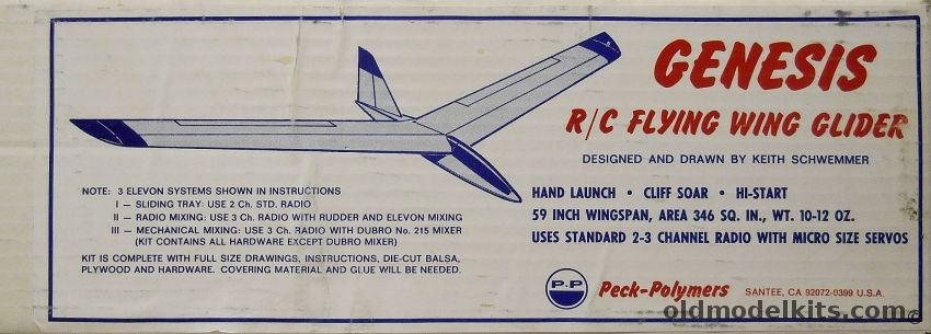 Peck-Polymers Peanut Genesis R/C Flying Wing Glider - 59 Inch Wingspan For Hand Launch / Cliff Soar / Hi-Start, PP-040 plastic model kit