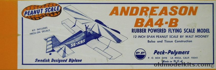 Peck-Polymers Andreason BA4-B - 12 Inch Wingspan Peanut Scale Flying Aircraft, PP-6 plastic model kit