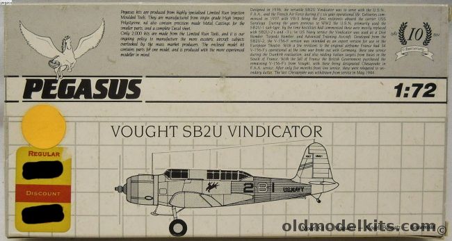 Pegasus 1/72 Vought SB2U Vindicator - High Visibility Paint Scheme, 3004 plastic model kit
