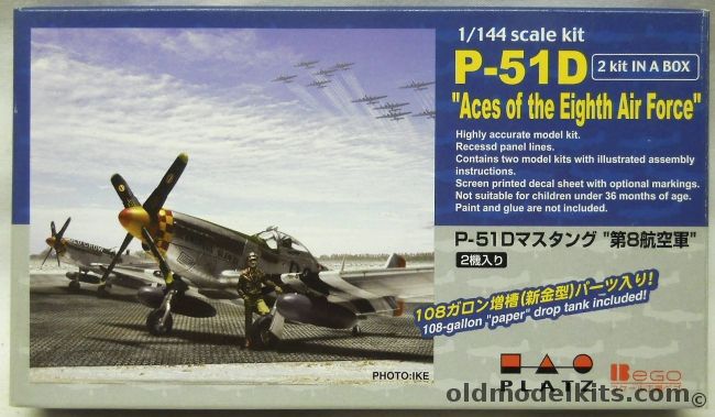 Platz 1/144 TWO P-51D Mustang Aces Of The Eight Air Force - Lt. Col John D Landers Big Beautiful Doll / Capt Charles E Chuck Yeager Glamorous Glen III Winter 1944 / Major Clarence E Bud Anderson Old Crow January 1945 / Major Andersons Old Crow Fall 1944, PD-8 plastic model kit