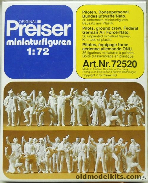 Preiser 1/72 TWO Sets of 36 NATO And German Pilots And Ground Crew, 72520 plastic model kit
