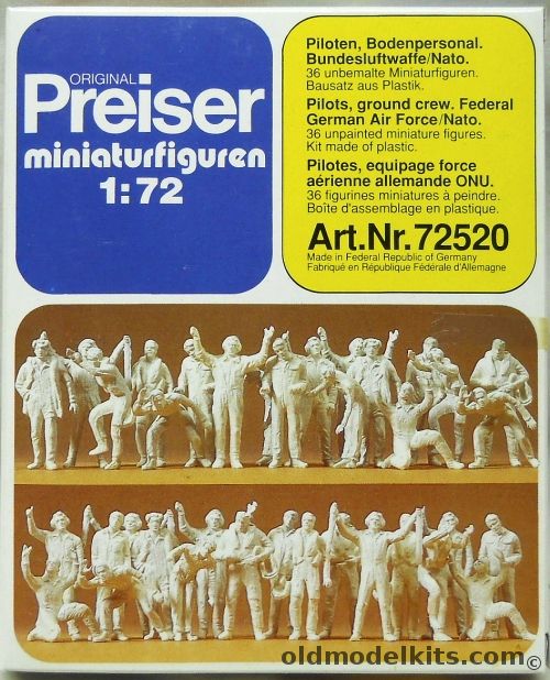 Preiser 1/72 36 NATO And German Pilots And Ground Crew, 72520 plastic model kit
