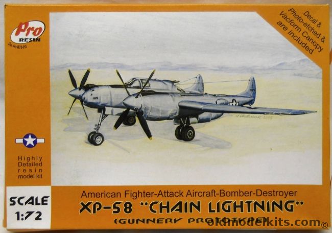 Pro Resin 1/72 XP-58 Chain Lightning - Gunnery Prototype, R72-018 plastic model kit
