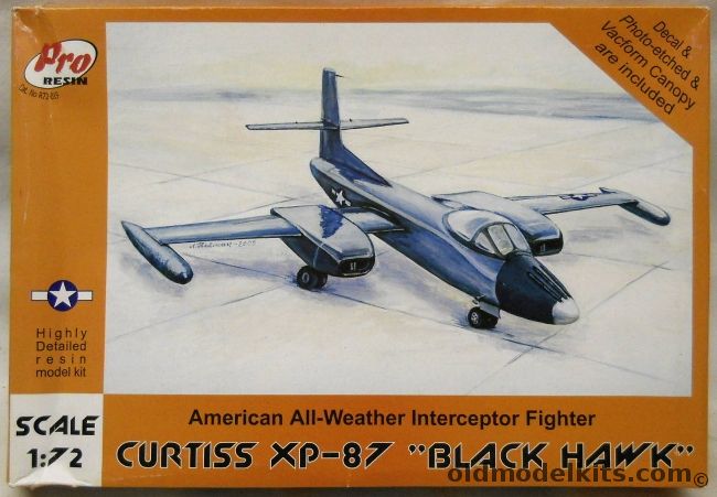 Pro Resin 1/72 Curtiss XP-87 Black Hawk - All Weather Interceptor, R72-019 plastic model kit