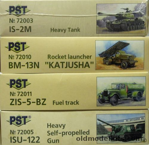 PST 1/72 IS-2M Heavy Tank / BM-13N Katjusha Rocket Launcher / ZIS-5-BZ Fuel Truck / ISU-122 Heavy SP Gun, 72003 plastic model kit