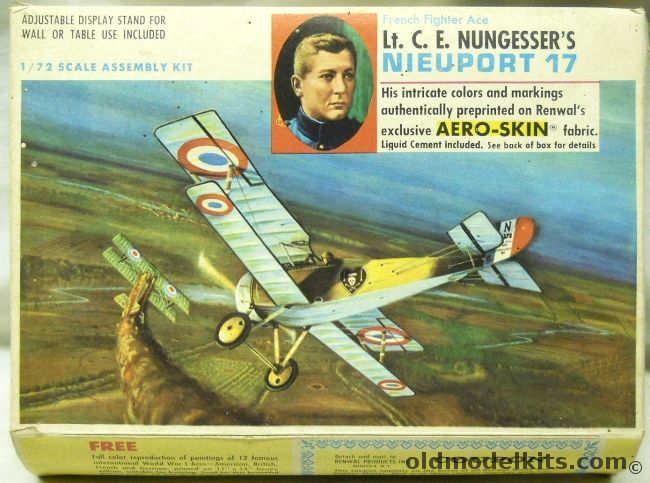 Renwal 1/72 Lt. C.E. Nungessers Nieuport 17 Aeroskin, 264-69 plastic model kit