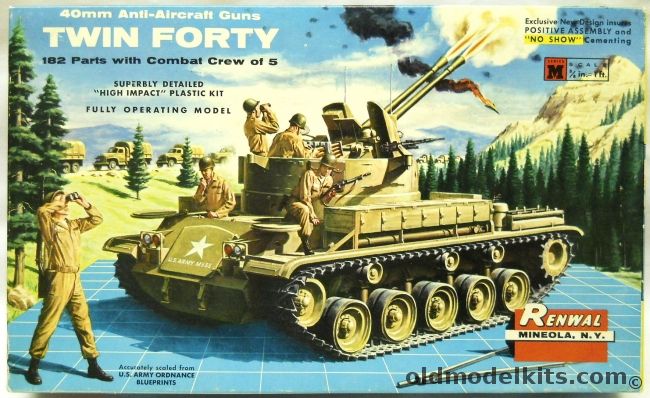 Renwal 1/32 M-42 Twin Forty 40mm Anti-Aircraft Gun, M555 plastic model kit